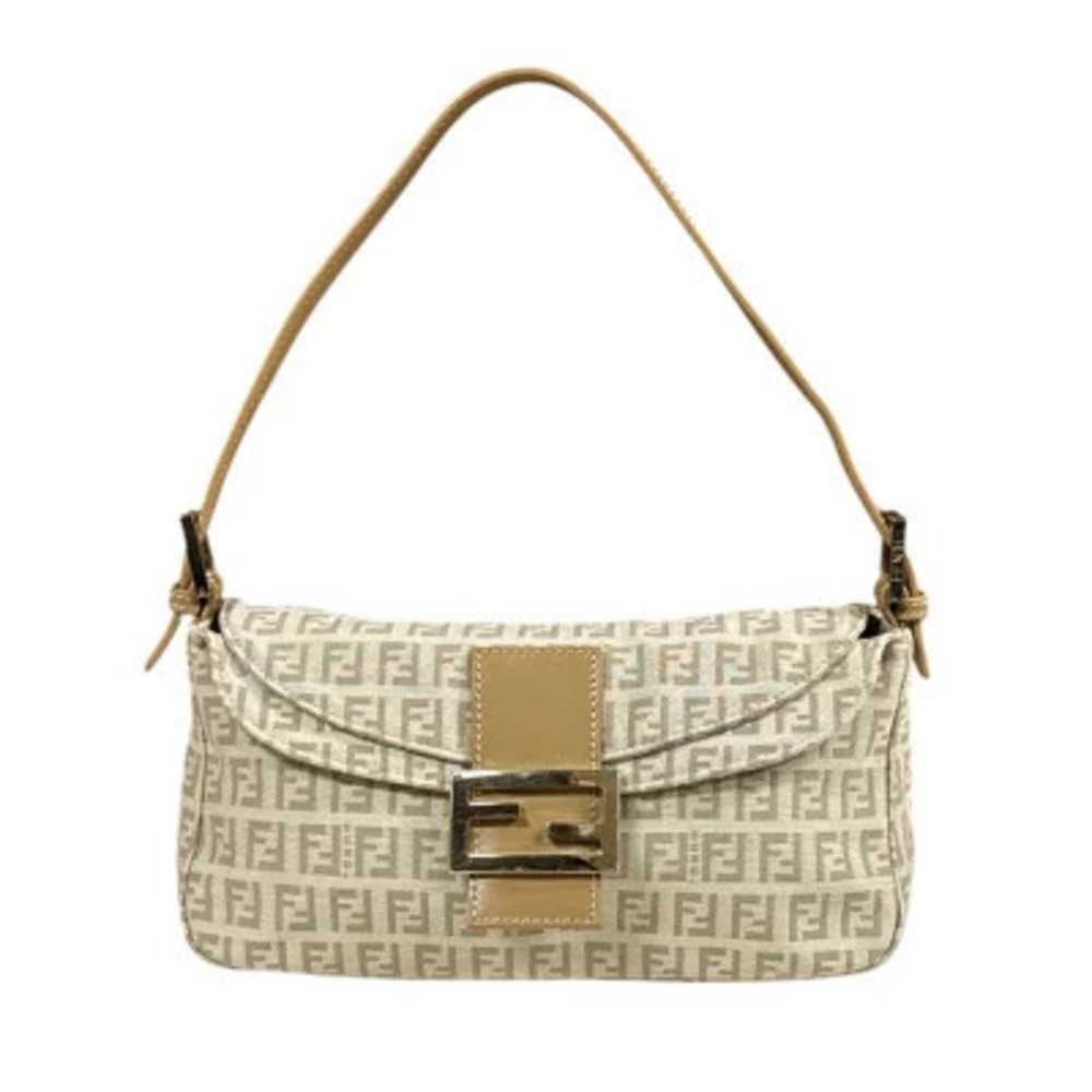 Fendi Mamma Bucket Zucchino Shoulder Bag Canvas Beige Cream